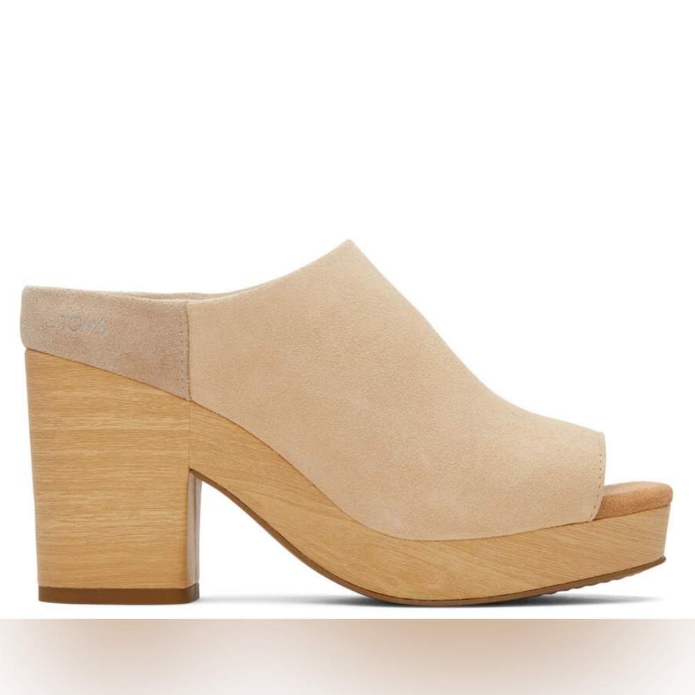 TOMS open toe suede clogs